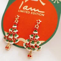 گوشواره آویز کوتاه درخت کاج چند رنگ|بدلیجات|سنندج, |دیوار