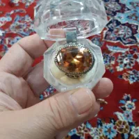 انگشترتپازطلایی با14عددمخراجکاری زبرجدرکاب نقره|جواهرات|قم, آزادگان|دیوار