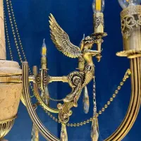 تولیدی لوستر،لوستر سنگی کلاسیک9شاخه برنج مدل فرشته|لوستر و چراغ آویز|اراک, |دیوار