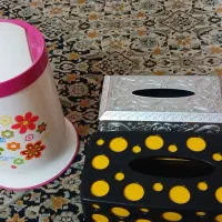 دوعدد جای دستمال  کاغذی و سطل زباله