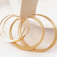 گوشواره حلقهای سه جفتی طلایی|بدلیجات|قزوین, |دیوار