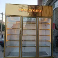 یخچال ویترینی 3درب یک سمت نما طلایی