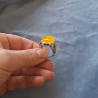 انگشتر نقره سنگ شرف شمس و عقیق خط