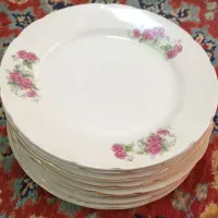 بشقاب میوه خوری چینی گل قرمزو بشقاب خورش خوری چینی