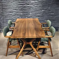 میز نهارخوری ۴ ۶ ۸ ۱۰ نفره چوبی اسلب روستیک / 005
