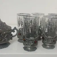 لیوان پیوتر بستنی خوری جام زیتون خوری سرویس چایخور
