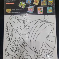 بوم نقاشی طرح ماهی همراه با گواش و قلمو