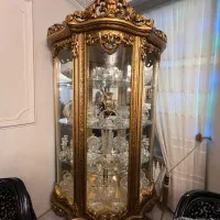 بوفه سلطنتی چوب گردوی اصل منبت‌کاری طلایی|بوفه، ویترین، کنسول|تهران, الهیه|دیوار
