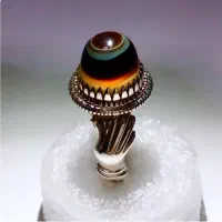 انگشتر فدیوم محک با عقیق سه پوست کهنه فوق کلکسیونی