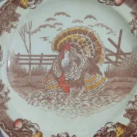 دیس بزرگ طرح بوقلمون، تولید ژاپن، قدیمی وآنتیک