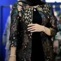کت مجلسی طرح طاووس پارچه سنگ دوزی ترک
