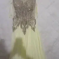 لباس مجلسی کار شده رنگ لیمویی همراه با شال سایز ۳۸|لباس|ورامین, ورامین|دیوار
