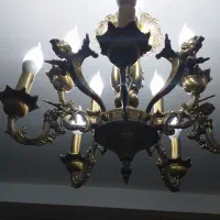 لوستر برنز سنگین ملکه ۵ شاخه با ۱۰ لامپ|لوستر و چراغ آویز|تبریز, |دیوار