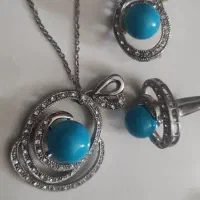 سری کامل نقره ترک و انگشتر تکی|جواهرات|شیراز, صاحب الزمان|دیوار