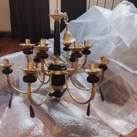 ی جفت لوستر بسیار زیبا و ی عدد لوستر سه شعله چوبی|لوستر و چراغ آویز|تهران, جنت‌آباد جنوبی|دیوار