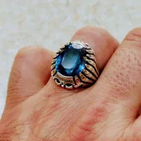 انگشتر نقره بلو توپاز اصل