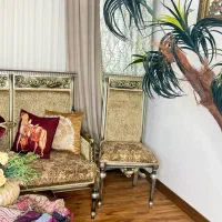 مبل ۹ نفره استیل سلطنتی قلم کاری ( نو )