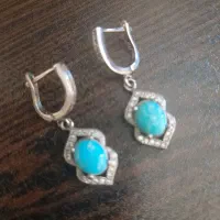 گوشواره نقره نگین فیروزه کاملا نو|جواهرات|شیراز, سینما سعدی|دیوار