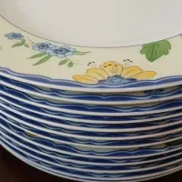 سرویس چینی زرین بشقاب پلوخوری دیس سوپخوری گل آبی