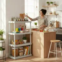 قفسه ۴ طبقه پلاستیکی مقاوم چند منظوره کاربردی|کتابخانه، شلف، قفسه‌های دیواری|تهران, جوادیه تهرانپارس|دیوار