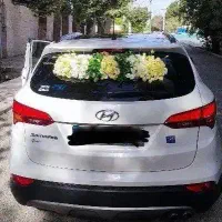 ماشین عروس سانتافه گل خورده آماده