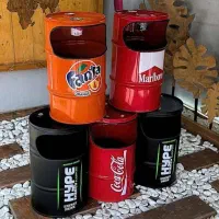 سطل زباله فانتزی بشکه ای - فلزی