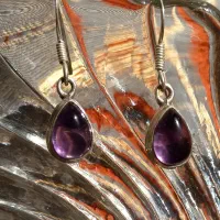 گوشواره نقره قدیمی با سنگ آماتیس