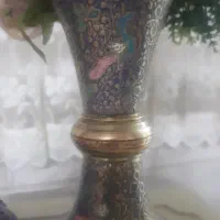 گلدان برنجی قلمکاری عطیقه|کلکسیون اشیاء عتیقه|ساوه, |دیوار
