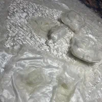 رو تختی سفید ساتن عروس