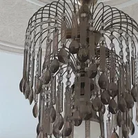 لوستر قدیمی ۳ لامپ شیشه کریستال