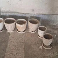 گلدان های سفالی لعابدار و زیر گلدانی
