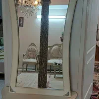 آینه و کنسول + شمعدانی کلاسیک رنگ شیری