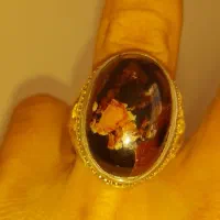 انگشتر نگین گبری مصور دو چهره