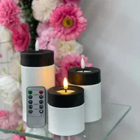 شمع ال‌ای‌دی ریموت دار استونه ۳ سایز فلز