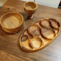 ظروف سرو پذیرایی چوبی سه تیکه