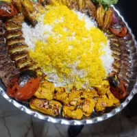 کوبیده مرغ 100گرمی 25 چلوجه 120کرمی با برنج ایران