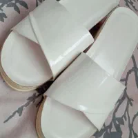 دمپایی سفید ورنی نو