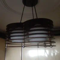 لوستر سه شعله چوبی|لوستر و چراغ آویز|همدان, |دیوار