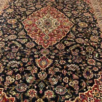 فرش دوازده متری دست بافت کاشان قطبی سورمه ای