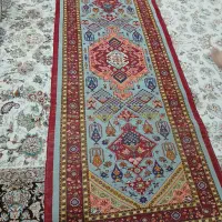 قالیچه دستبافت ظریف بافت خوشرنگ با سه رنگ ابریشم|فرش|شاندیز, |دیوار