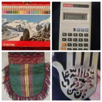 مداد رنگی کرن داش،ماشین حساب،کیف،پنجه،نقاشی