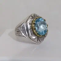 انگشترفاخرکلکسیونی باسنگ توپازاصلی وشش بلرین کددار|جواهرات|نورآباد, |دیوار