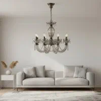 لوستر 8 شاخه کریستالی رنگ برنزی