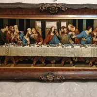 تابلوی ماشینی وبرجسته شام آخر باقابچوبی اعلا