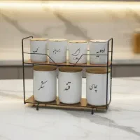 جا ادویه ( جاادویه ۷ پارچه سرامیکی نوشته فارسی)|ظروف نگهدارنده، پلاستیکی، یک‌بارمصرف|تبریز, |دیوار