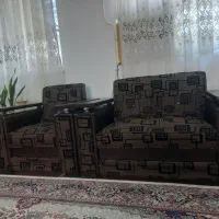 مبل ۷ نفره بامیه عسلی سیاه ای