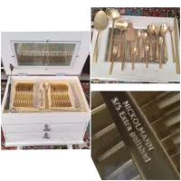 قاشق چنگال۲۴ نفره۱۴۳پارچه نیکولمن آلمان طلایی اصل