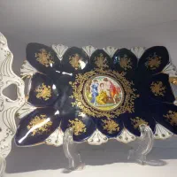 ظروف دکوری سرمه ای طلاکوب ، ظرف پذیرایی کلکسیونی