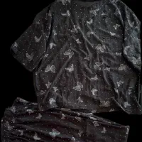 ست تیشرت و شلوار پروانه ای زاپدار نگینی