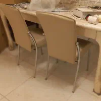 صندلی چرم استیل ست ۸ تایی